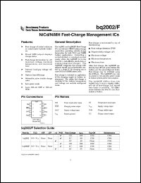 BQ2002FSNTR datasheet:  SIMPLE 8-PIN FAST-CHARGE CONTROLLER WITH TERMINATION BQ2002FSNTR