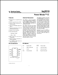 BQ2018SN-E1TR datasheet:  ANALOG MICROCONTROLLER PERIPHERAL IC WITH HIGH SPEED 1-WIRE INTERFACE (HDQ) FOR CHARGE/DISCHARGE COU BQ2018SN-E1TR