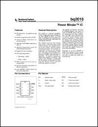 BQ2018TS-E1TR datasheet:  ANALOG MICROCONTROLLER PERIPHERAL IC WITH HIGH SPEED 1-WIRE INTERFACE (HDQ) FOR CHARGE/DISCHARGE COU BQ2018TS-E1TR