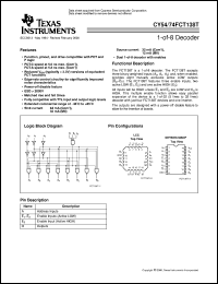 CY74FCT138CTQCT datasheet:  1-OF-8 DECODER CY74FCT138CTQCT