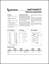 BQ4014YMB-85 datasheet:  256KX8 NONVOLATILE SRAM BQ4014YMB-85