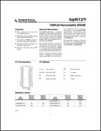 BQ4013YMA-85N datasheet:  128KX8 NONVOLATILE SRAM BQ4013YMA-85N