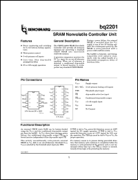 BQ2201PN datasheet:  SRAM NONVOLATILE CONTROLLER IC BQ2201PN