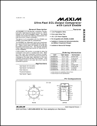 MAX976ESA datasheet: Dual, single-supply, high-speed, low-power comparator. MAX976ESA