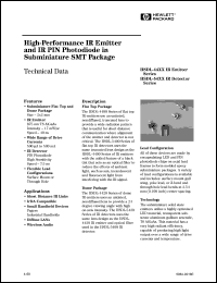 HSDL-4400 datasheet: High-performance IR emitter and IR PIN photodiode in subminiature SMT package HSDL-4400