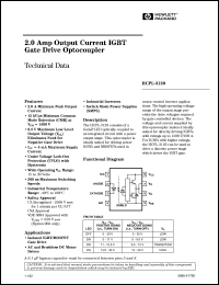 HCPL-3120#300 datasheet: 2.0amp output current IGBT gate drive optocoupler HCPL-3120#300