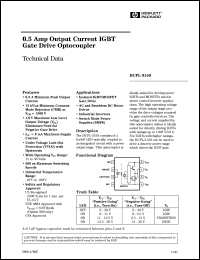 HCPL-3150 datasheet: 0.5Amp output current IGBT gate drive optocoupler HCPL-3150