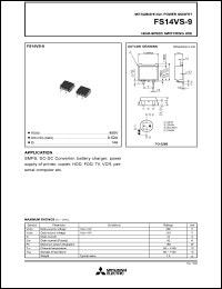 FS14VS-9 datasheet: 14A power mosfet for high-speed switching use FS14VS-9