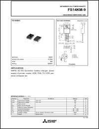 FS14KM-9 datasheet: 14A power mosfet for high-speed switching use FS14KM-9