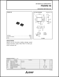 FS3VS-10 datasheet: 3A power mosfet for high-speed switching use FS3VS-10