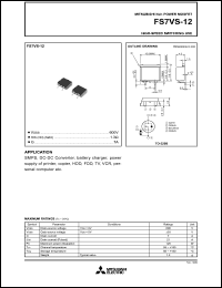 FS7VS-12 datasheet: 7A power mosfet for high-speed switching use FS7VS-12