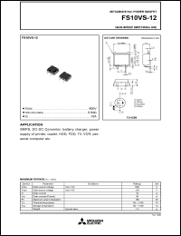 FS10VS-12 datasheet: 10A power mosfet for high-speed switching use FS10VS-12