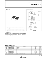 FS3KM-14A datasheet: 3A power mosfet for high-speed switching use FS3KM-14A