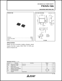 FS3VS-16A datasheet: 3A power mosfet for high-speed switching use FS3VS-16A