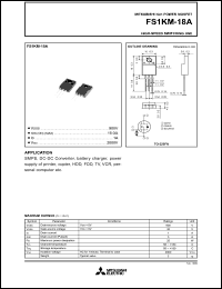 FS1KM-18A datasheet: 1A power mosfet for high-speed switching use FS1KM-18A