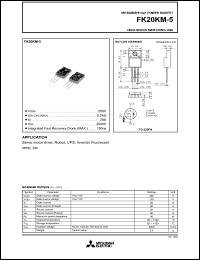 FK20KM-5 datasheet: 20A power mosfet for high-speed switching use FK20KM-5