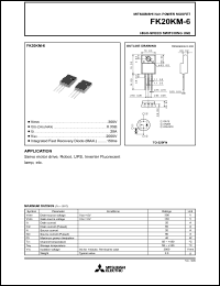 FK20KM-6 datasheet: 20A power mosfet for high-speed switching use FK20KM-6