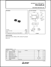 FK14VS-9 datasheet: 14A power mosfet for high-speed switching use FK14VS-9