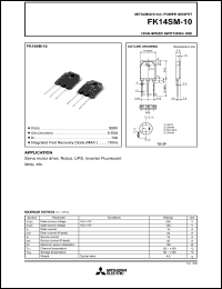 FK14SM-10 datasheet: 14A power mosfet for high-speed switching use FK14SM-10