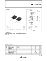 FK14SM-12 datasheet: 14A power mosfet for high-speed switching use FK14SM-12