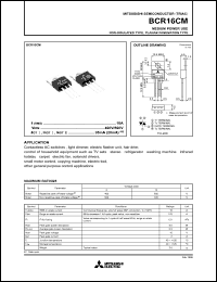 BCR16CM datasheet: 16A semiconductor for medium power use, non-insulated type, planar passivation type BCR16CM