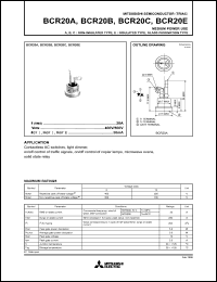 BCR20E datasheet: 20A semiconductor for medium power use, insulated type, glass passivation type BCR20E