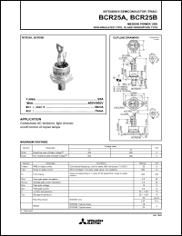 BCR25A datasheet: 25A semiconductor for medium power use, non-insulated type, glass passivation type BCR25A