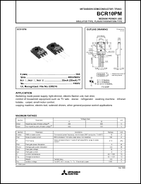 BCR10PM datasheet: 10A semiconductor for medium power use, insulated type, planar passivation type BCR10PM