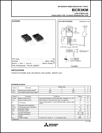 BCR3KM datasheet: 3A semiconductor for low power use, insulated type, planar passivation type BCR3KM