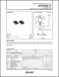 BCR3KM-14 datasheet: 3A semiconductor for low power use, insulated type, planar passivation type BCR3KM-14