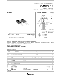 BCR8PM-14 datasheet: 8A semiconductor for medium power use, insulated type, planar passivation type BCR8PM-14