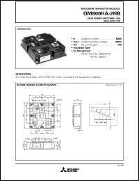 QM800HA-2HB datasheet: 800A - transistor module for medium power switching use, insulated type QM800HA-2HB