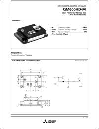 QM600HD-M datasheet: 600A - transistor module for medium power switching use, non-insulated type QM600HD-M