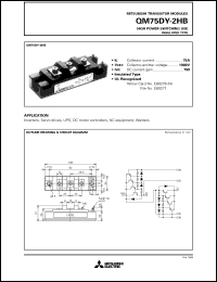 QM75DY-2HB datasheet: 75A - transistor module for medium power switching use, insulated type QM75DY-2HB