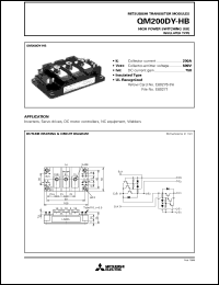 QM200DY-HB datasheet: 200A - transistor module for medium power switching use, insulated type QM200DY-HB
