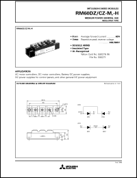 RM60DZ-H datasheet: 60A - transistor module for medium power general use, insulated type RM60DZ-H