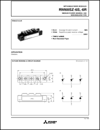 RM60SZ-6S datasheet: 60A - transistor module for medium power general use, non-insulated type RM60SZ-6S