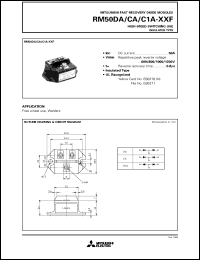 RM50CA-XXF datasheet: 50A - transistor module for high speed switching use, insulated type RM50CA-XXF