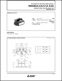 RM50C1A-XXS datasheet: 50A - transistor module for medium power, high frequency use, insulated type RM50C1A-XXS