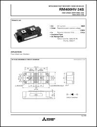 RM400HV-34S datasheet: 400A - fast recovery diode module for high frequency, insulated type RM400HV-34S