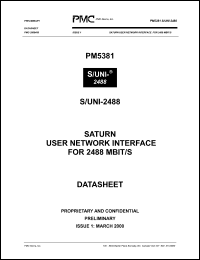 PM5381-BI datasheet: Saturn user network interface for 2488 Mbit/s PM5381-BI