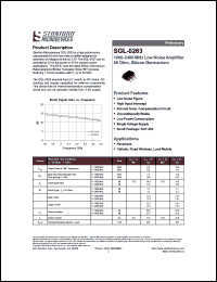 SGL-0263 datasheet: 1900-2400 MHz low noise amplifier 50 Ohm, silicon germanium SGL-0263