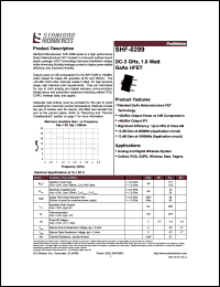 SHF-0289 datasheet: DC-3 GHz, 1.0 watt GaAs HFET SHF-0289