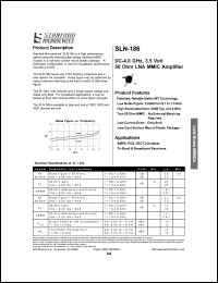 SLN-186 datasheet: DC-4.0 GHz, 3.5 volt 50 ohm LNA MMIC amplifier SLN-186
