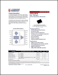 STQ-2016 datasheet: 800-2500 MHz direct quadrature modulator. STQ-2016
