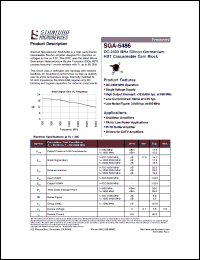 SGA-5486 datasheet: DC-2400 MHz, silicon germanium  HBT cascadeable gain block. High output intercept: +32 dBm typ. at 850 MHz SGA-5486