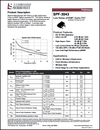 SPF-3043 datasheet: Low noise pHEMT GaAs FET SPF-3043