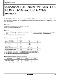 BA5932FP datasheet: 3-channel BTL driver for CDs, CD-ROMs, DVDs and DVD-ROMs BA5932FP
