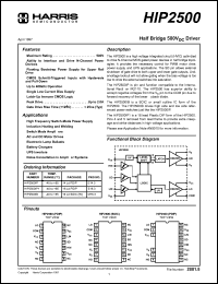HIP2500IB datasheet: Half brifge 500 Vdc driver HIP2500IB