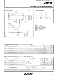 M57732 datasheet: RF power module for 144-175MHz, 12.5V, 7W FM portable radio M57732